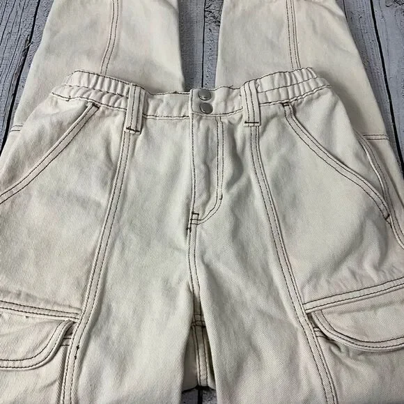 PACSUN Cream Colored Denim Cargo Pants - Picture 2 of 6